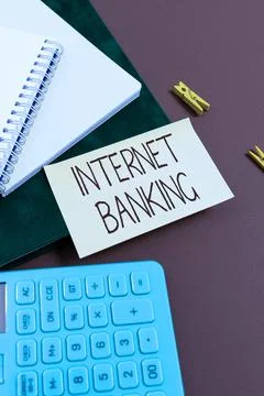 Writing displaying text Internet Banking. Concept meaning delivers the content Stock Photos