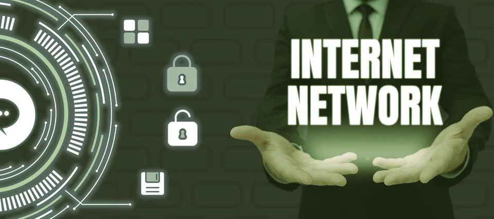 Writing displaying text Internet Network. Word Written on connects computers Stock Photos