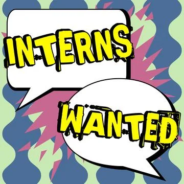 Writing displaying text Interns Wanted. Business idea Looking for on the job Stockillustratie