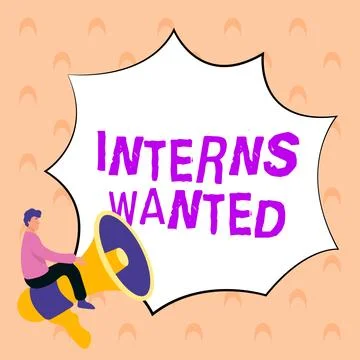 Writing displaying text Interns Wanted. Business concept Looking for on the job Stock-Illustration