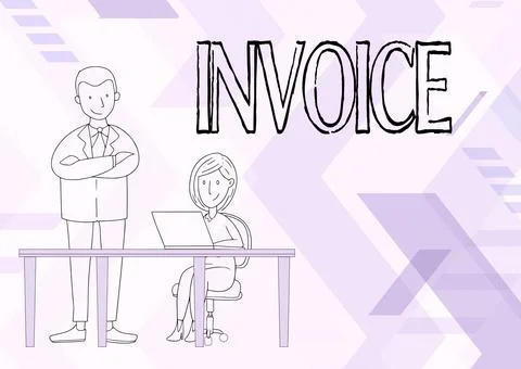 Writing displaying text Invoice. Word Written on List of goods sent services イラスト素材