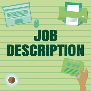 Writing displaying text Job Description. Business idea A document that describes Illustration
