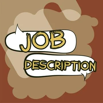 Writing displaying text Job Description. Business idea A document that describes Illustration