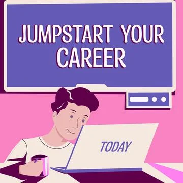 Writing displaying text Jumpstart Your Career. Business concept Make it work Stock Illustration