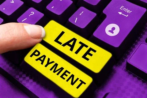 Writing displaying text Late Payment. Word for payment made to the lender after Foto stock