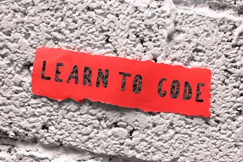 Writing displaying text Learn To Code. Word for Learn to write Software Be a  写真素材