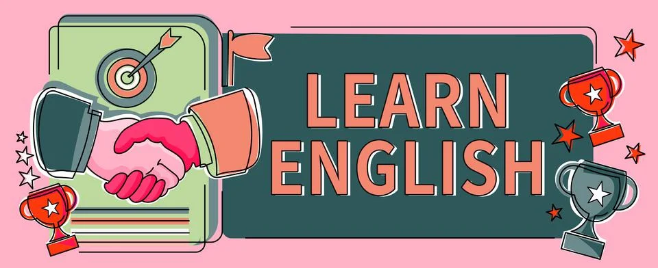 Writing displaying text Learn English. Concept meaning to train writing and Stock Illustration