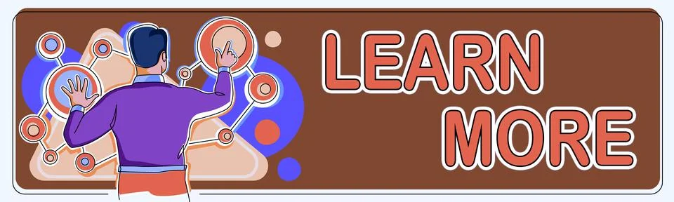 Writing displaying text Learn More. Word for Deepen knowledge of the thing you Illustrazione stock