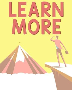 Writing displaying text Learn More. Internet Concept Deepen knowledge of the Illustrazione stock