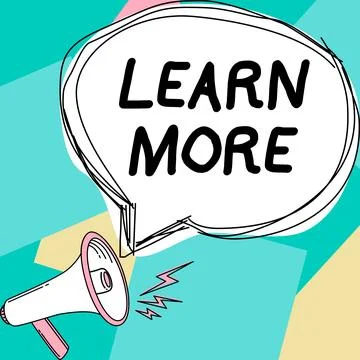 Writing displaying text Learn More. Word for Deepen knowledge of the thing you Stock Illustration