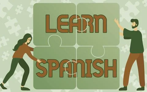 Writing displaying text Learn Spanish. Business approach Translation Language in Stock Illustration