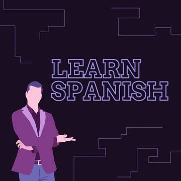 Writing displaying text Learn Spanish. Word Written on to train writing and Stock Illustration