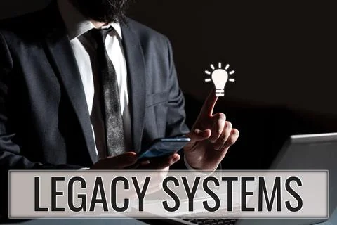Writing displaying text Legacy Systems. Concept meaning old method technology Stock Photos