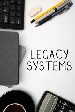 Writing displaying text Legacy Systems. Concept meaning old method technology 스톡 사진