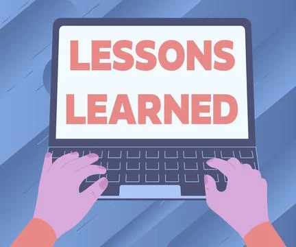 Writing displaying text Lessons Learned. Concept meaning Promote share and use Illustrazione stock