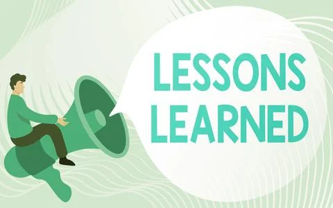 Writing displaying text Lessons Learned. Business idea Promote share and use Stock Illustration