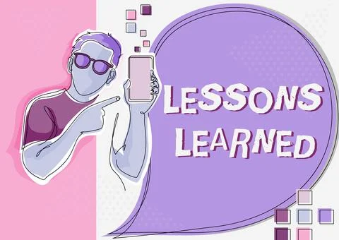 Writing displaying text Lessons Learned. Business approach experiences garnered Illustrazione stock