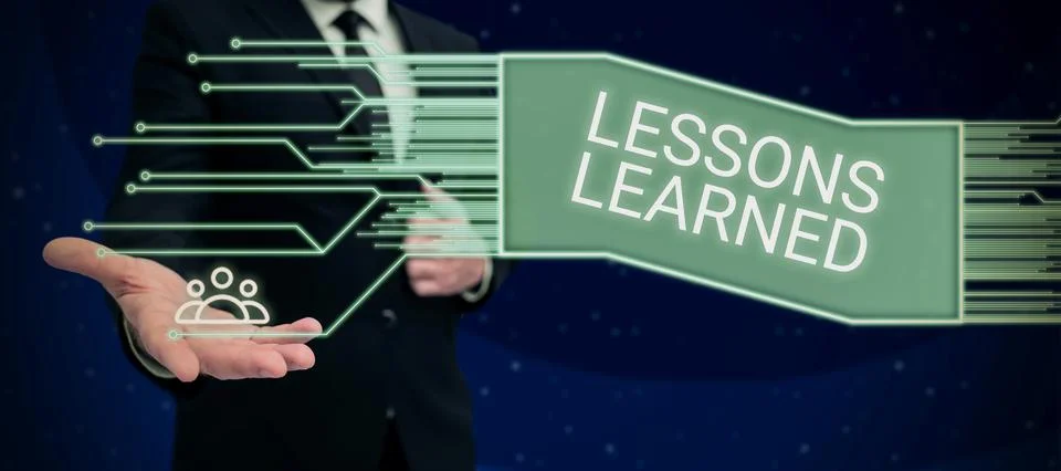 Writing displaying text Lessons Learned. Business approach Promote share and use Foto stock