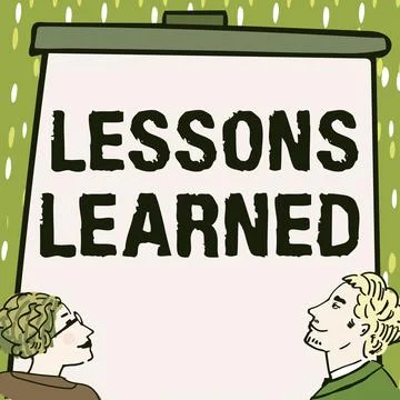 Writing displaying text Lessons LearnedPromote share and use knowledge derived 스톡 일러스트
