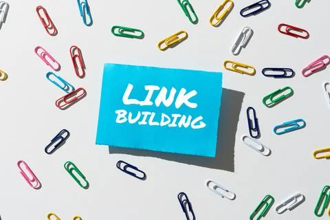 Writing displaying text Link Building. Business concept Process of acquiring Stock Photos