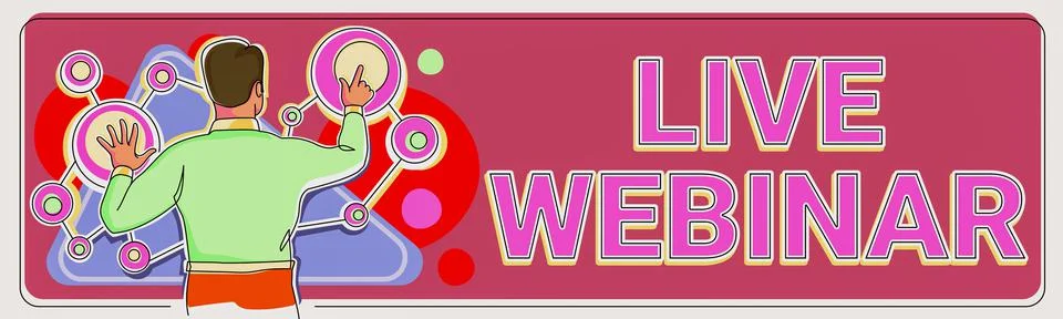 Writing displaying text Live Webinar. Business overview Interactive seminar Illustrazione stock