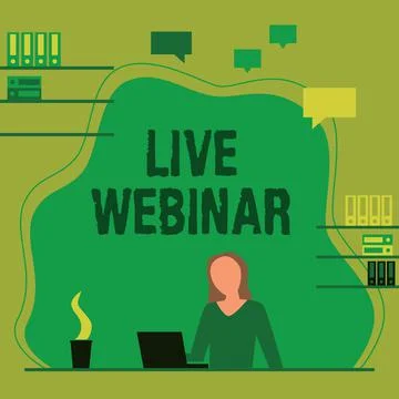 Writing displaying text Live Webinar. Word Written on Interactive seminar Illustrazione stock