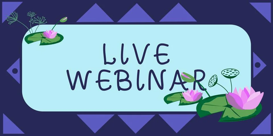 Writing displaying text Live Webinar, Business showcase Interactive seminar t Illustrazione stock