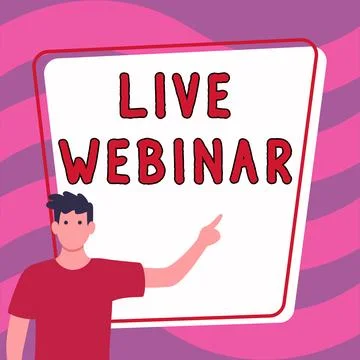 Writing displaying text Live Webinar. Business overview Interactive seminar イラスト素材