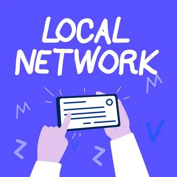 Writing displaying text Local Network. Word Written on Intranet LAN Radio Waves Stock Illustration