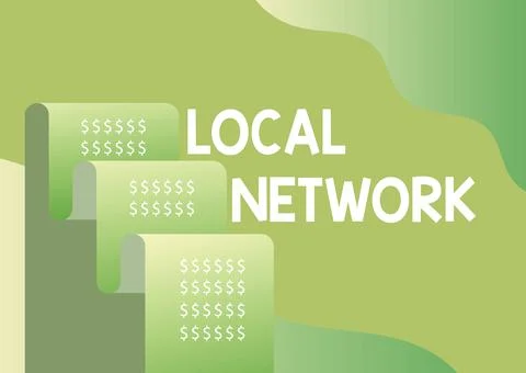 Writing displaying text Local Network. Concept meaning Intranet LAN Radio Waves Stock Illustration