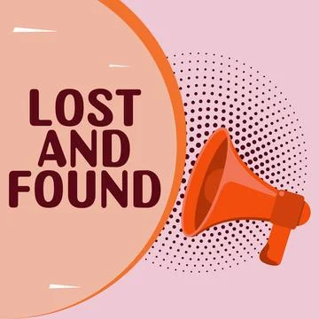 Writing displaying text Lost And Found. Word for Place where you can find Stock Illustration