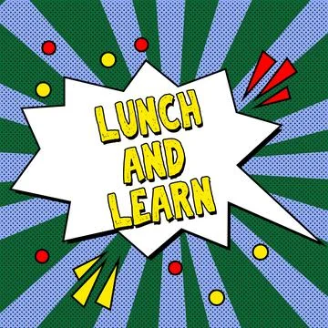 Writing displaying text Lunch And Learn. Word Written on Have meal and study Ilustración de archivo