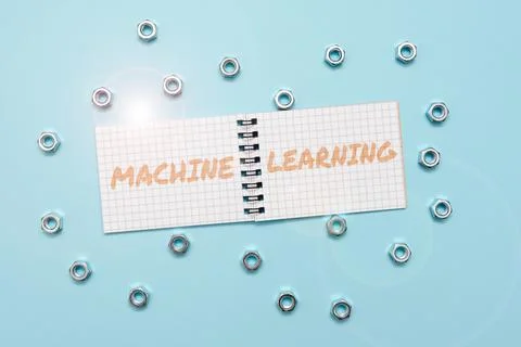 Writing displaying text Machine Learning. Concept meaning give computers the Stock Photos