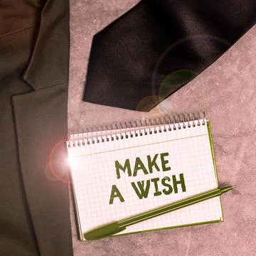 Writing displaying text Make A Wish. Conceptual photo to desire a situation that Stock Photos