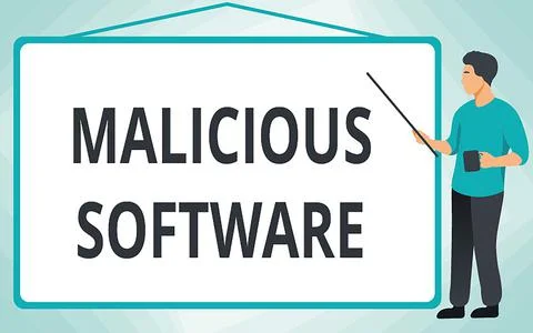 Writing displaying text Malicious Software. Business idea the software that Stock Illustration