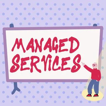 Writing displaying text Managed Services. Business concept company that remotely Illustrazione stock