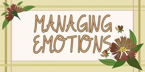 Writing displaying text Managing EmotionsControlling feelings in oneself Stock Illustration