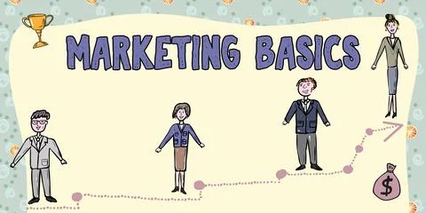 Writing displaying text Marketing Basics. Concept meaning activities a company Illustrazione stock