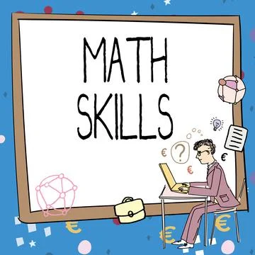 Writing displaying text Math Skills. Word for starting to learn how to count 스톡 일러스트