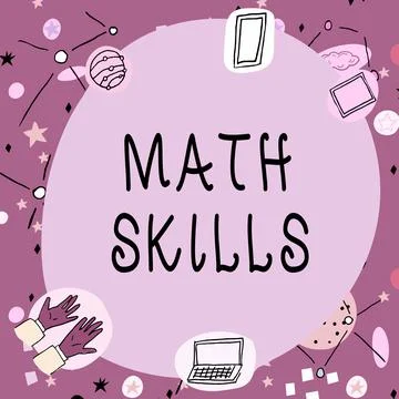 Writing displaying text Math Skills. Internet Concept starting to learn how to イラスト素材
