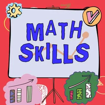 Writing displaying text Math Skills. Business showcase starting to learn how to Illustrazione stock