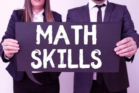 Writing displaying text Math Skills. Concept meaning starting to learn how to Stock Photos
