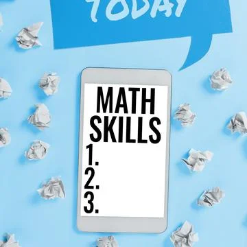 Writing displaying text Math Skills. Internet Concept starting to learn how to Stock Photos