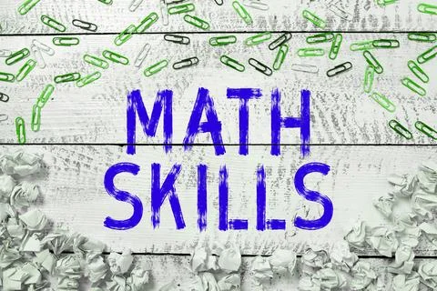 Writing displaying text Math Skills. Word for starting to learn how to count Stock Photos
