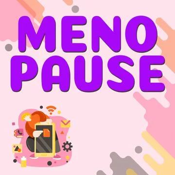 Writing displaying text Meno Pause. Internet Concept the process through which a Ilustração Stock