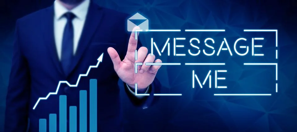 Writing displaying text Message Me. Business idea To ask someone to send you a 스톡 사진