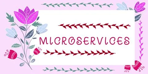 Writing displaying text Microservices. Business concept Software development Illustrazione stock