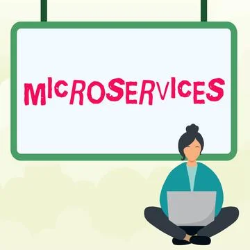 Writing displaying text Microservices. Business overview Software development 스톡 일러스트