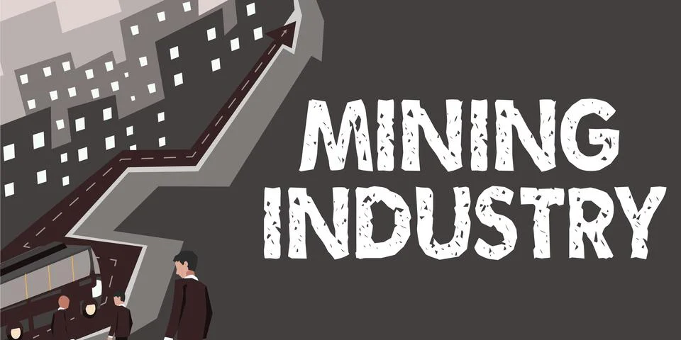 Writing displaying text Mining Industry. Business overview extraction of Stock Illustration
