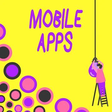 Writing displaying text Mobile Apps. Concept meaning small programs are made to Stock Illustration
